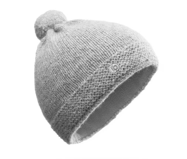 Beanie Alpakahaube Kids mit PomPom silber